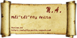 Mátéffy Anita névjegykártya